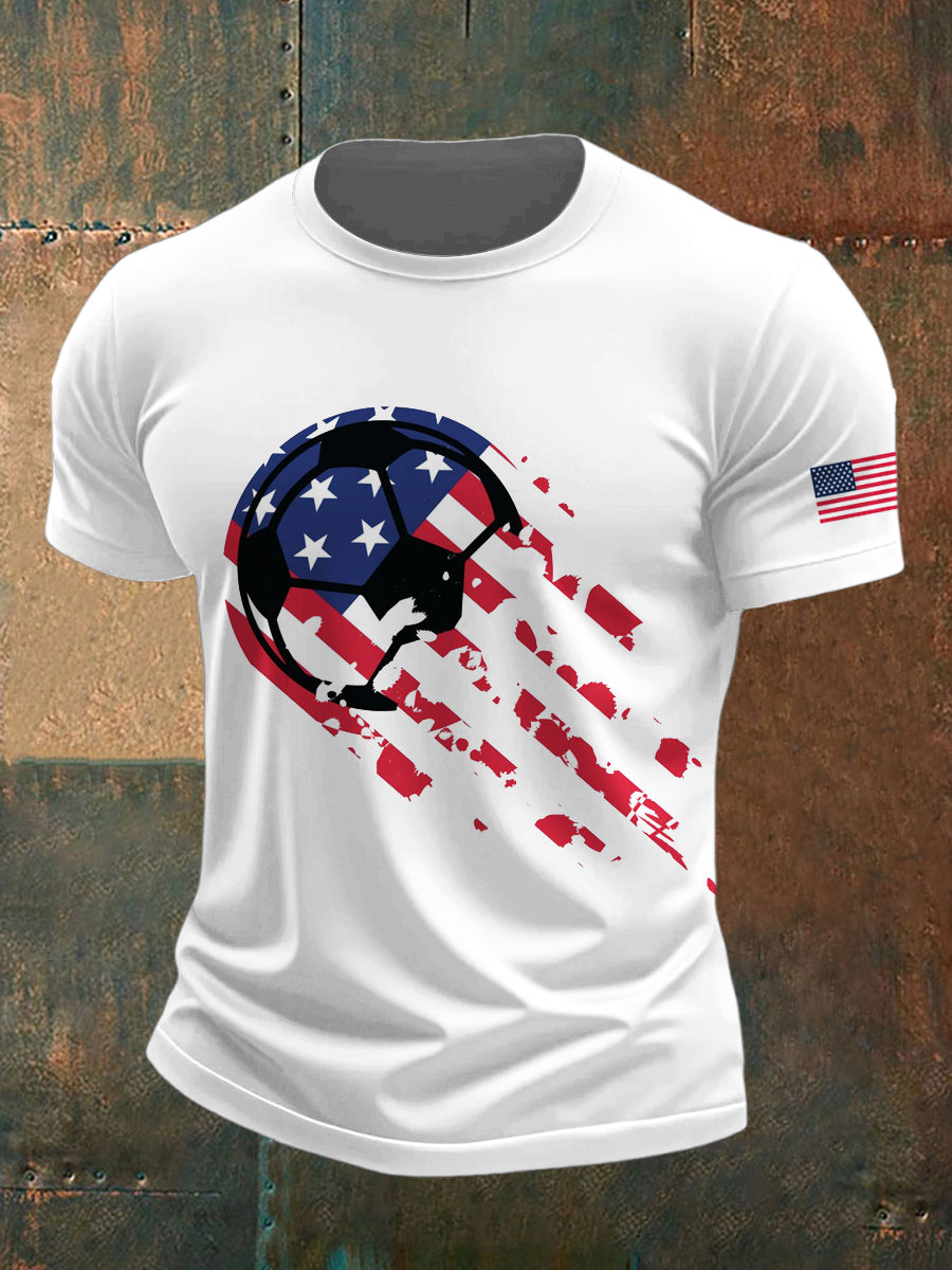 Men's World Cup USA Printed Vintage Fashion Loose Short Sleeve T-Shirt