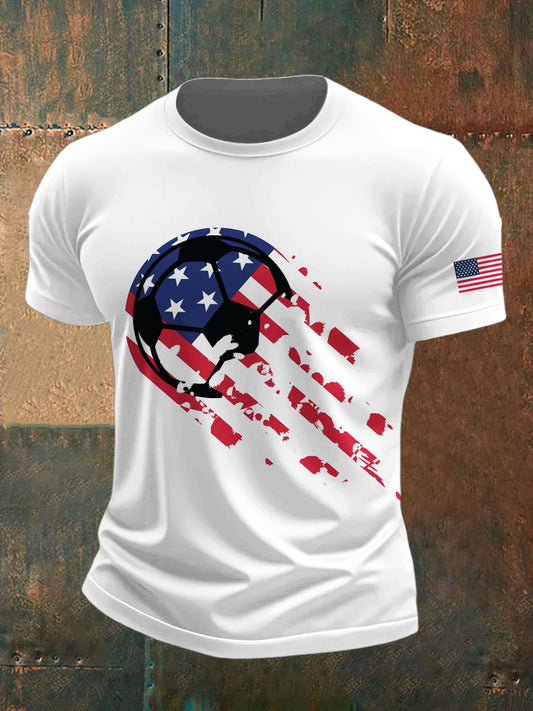 Men's World Cup USA Printed Vintage Fashion Loose Short Sleeve T-Shirt