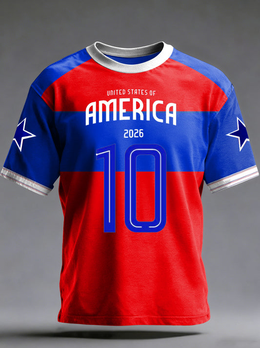 America 250th Anniversary Printed Vintage Fashion Loose Short Sleeve T-Shirt