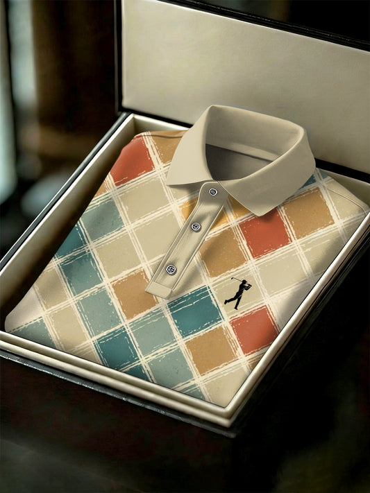 Men's Vintage Business Style Printed Casual Polo Shirt