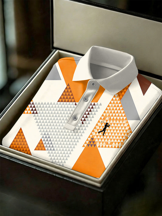 Men's Vintage Business Style Printed Casual Polo Shirt