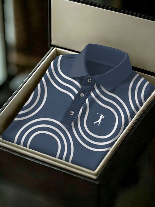 Men's Vintage Business Style Printed Casual Polo Shirt