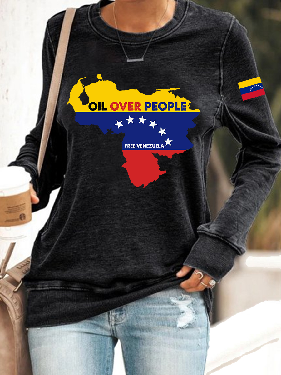 Women's Oil Over People Free Venezuela Polyester Waisted Sweatshirt