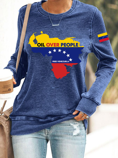 Women's Oil Over People Free Venezuela Polyester Waisted Sweatshirt