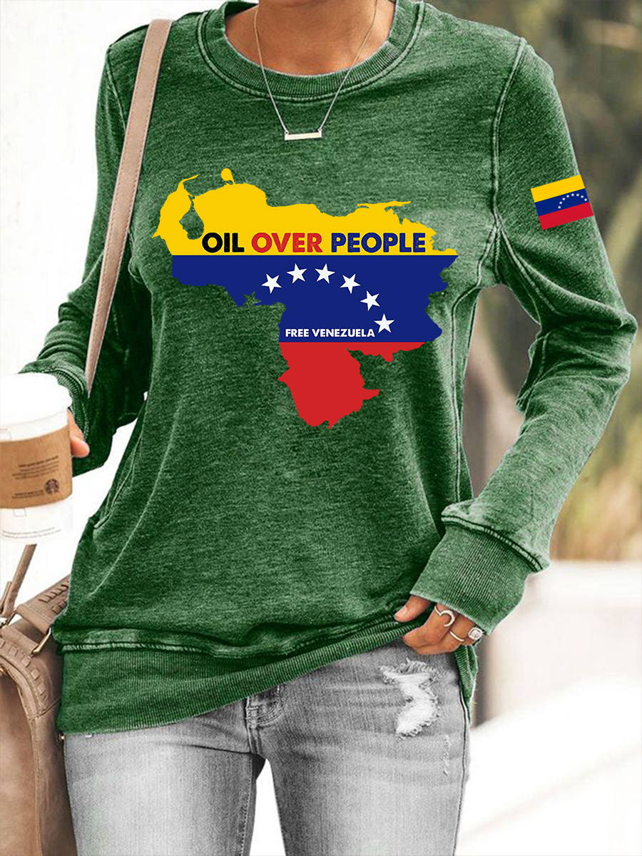 Women's Oil Over People Free Venezuela Polyester Waisted Sweatshirt