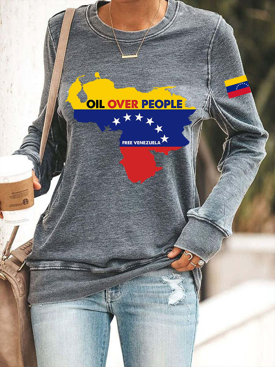 Women's Oil Over People Free Venezuela Polyester Waisted Sweatshirt