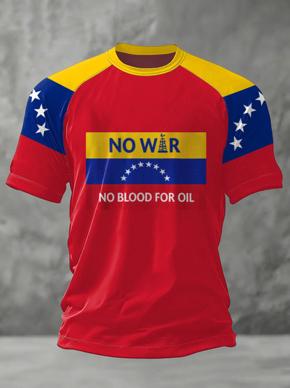 Men's No War No Blood For Oil Support Venezuela Print Tee