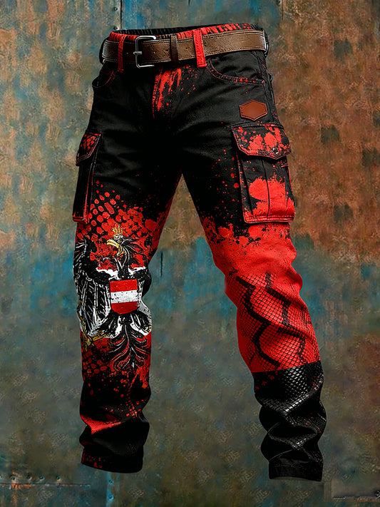 Men's Vintage Austrian Flag Art Print Business Casual Work Pants