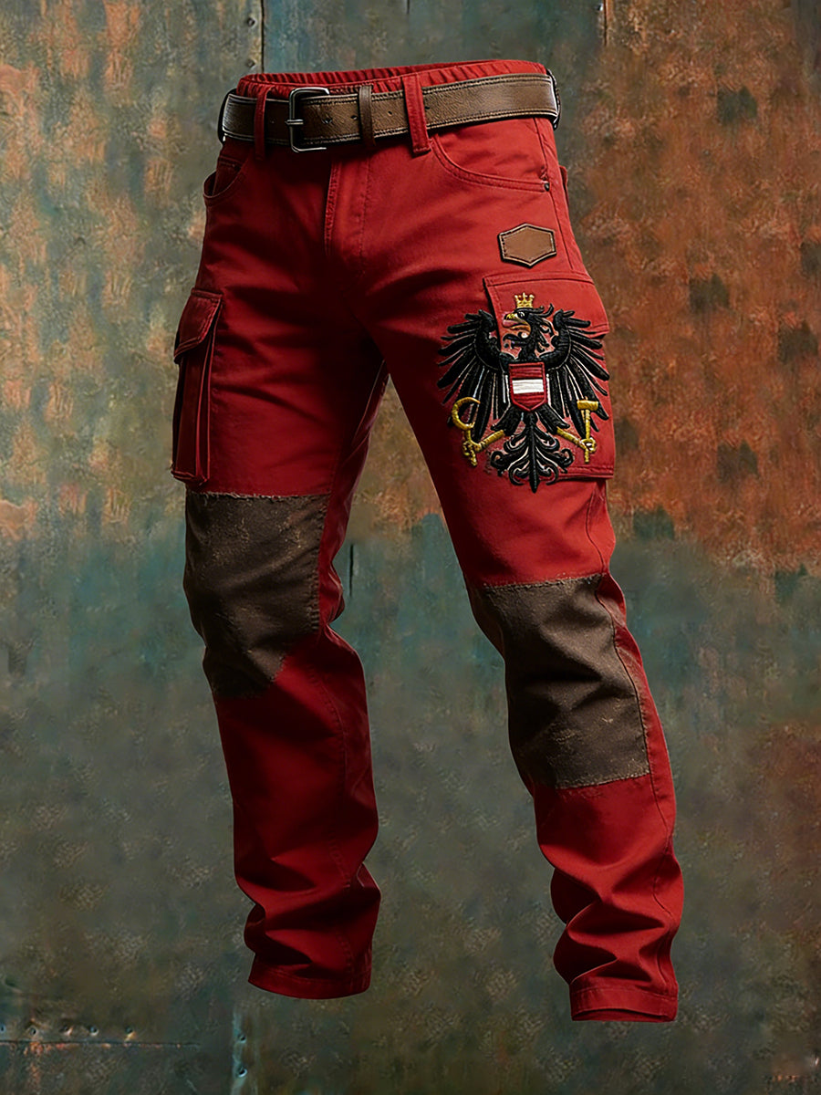Men's Vintage Austrian Flag Art Print Business Casual Work Pants