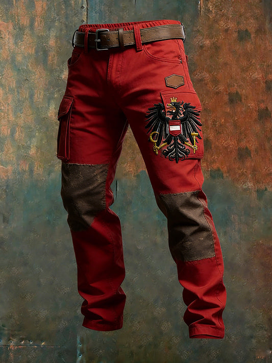 Men's Vintage Austrian Flag Art Print Business Casual Work Pants