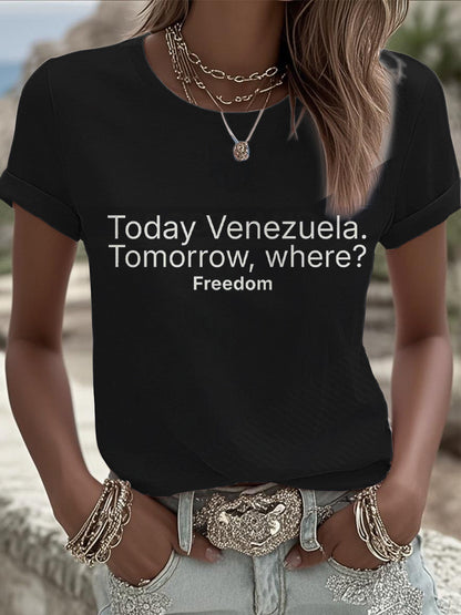 Women's Peace No War Venezuela Libre Printed T-Shirt