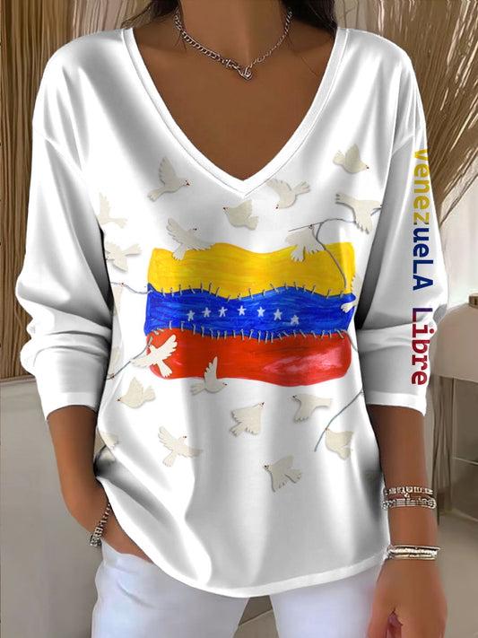 Women's Peace No War Venezuela Libre Printed T-Shirt