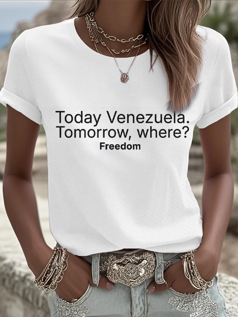 Women's Peace No War Venezuela Libre Printed T-Shirt