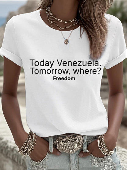 Women's Peace No War Venezuela Libre Printed T-Shirt