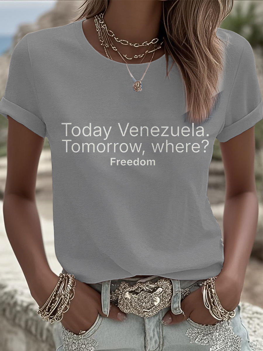 Women's Peace No War Venezuela Libre Printed T-Shirt