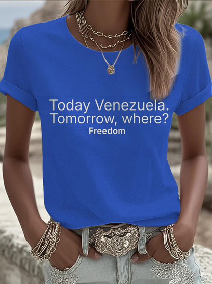Women's Peace No War Venezuela Libre Printed T-Shirt