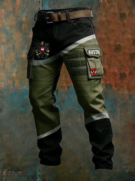 Men's Vintage Austrian Flag Art Print Business Casual Work Pants