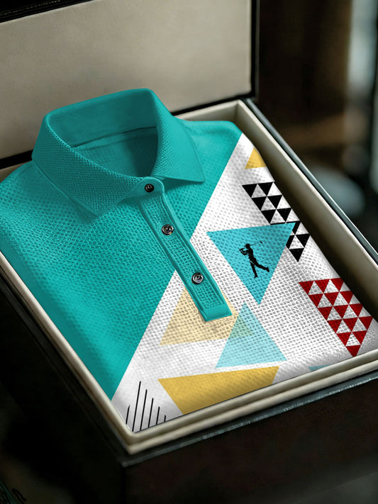 Men's Vintage Business Style Printed Casual Polo Shirt