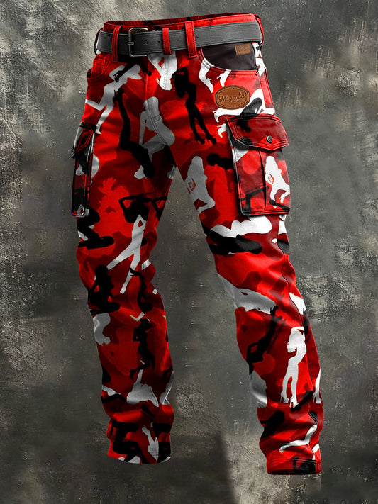 Men's Camouflage Business Style Print Retro Art Casual Workwear Trousers