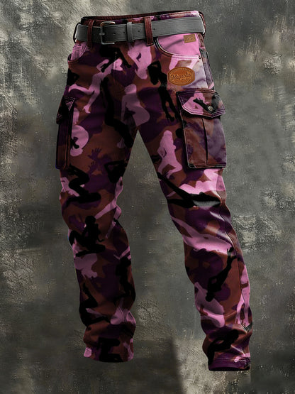 Men's Camouflage Business Style Print Retro Art Casual Workwear Trousers