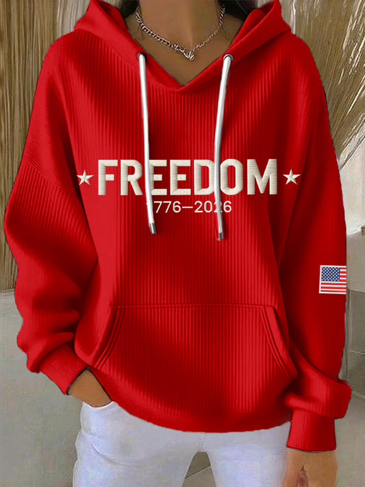 Women's America Freedom 1776–2026 Embroidered Pattern Hoodie
