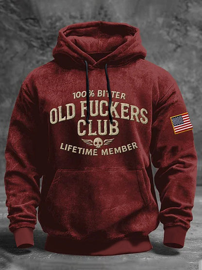 Men's Old Fuckers Club Printed Casual Hoodie