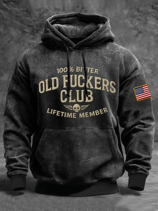 Men's Old Fuckers Club Printed Casual Hoodie