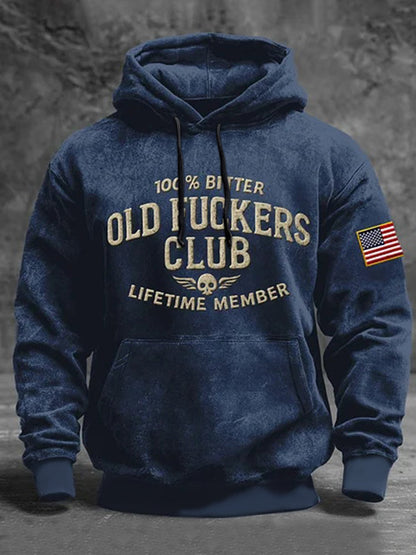 Men's Old Fuckers Club Printed Casual Hoodie