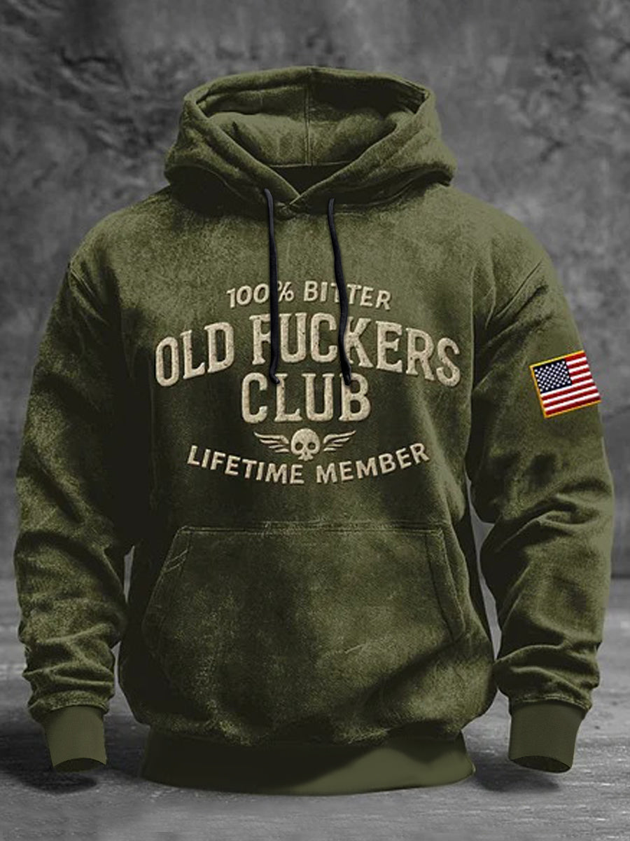 Men's Old Fuckers Club Printed Casual Hoodie