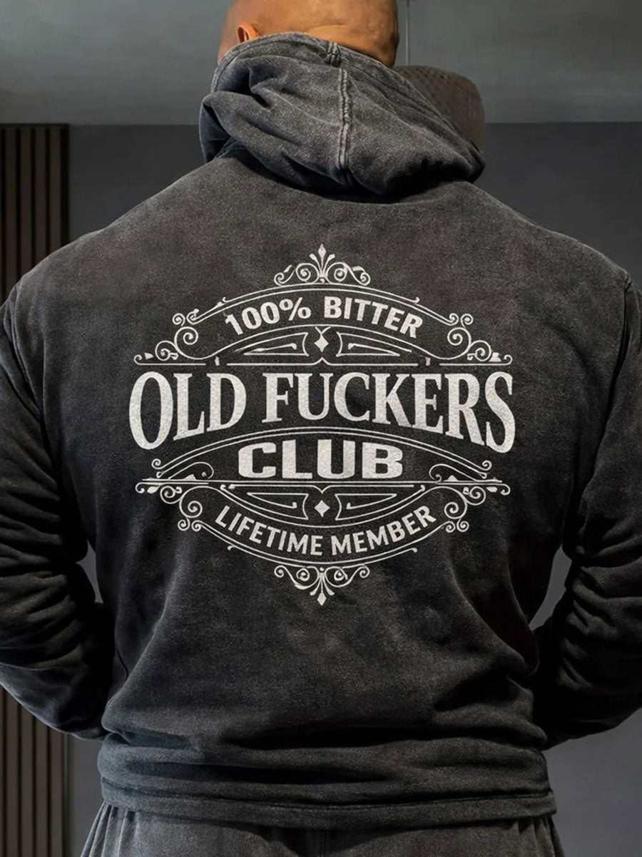 Men's Old Fuckers Club Printed Casual Hoodie