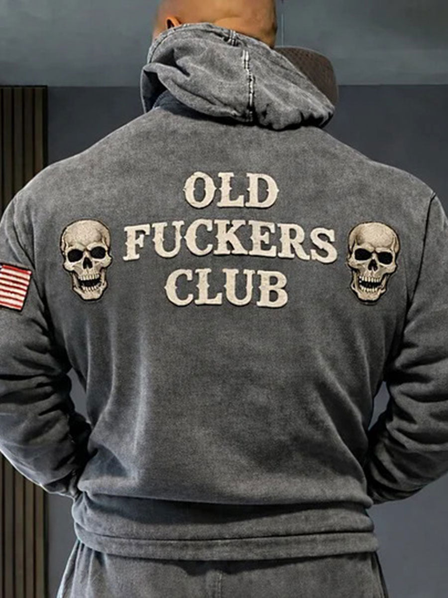 Men's Old Fuckers Club Printed Casual Hoodie