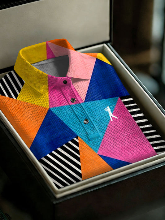 Men's Vintage Business Style Printed Casual Polo Shirt