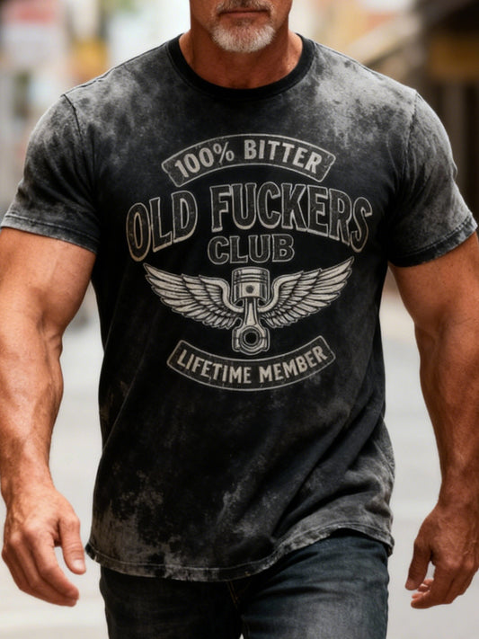 Vintage Distressed Old Fuckers Club Casual Art T-Shirt