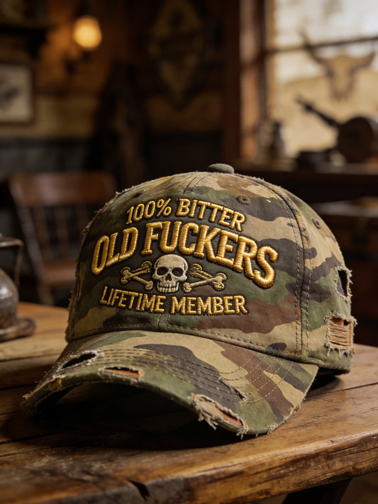 Retro Old Fuckers Club Skull Camo Baseball Cap