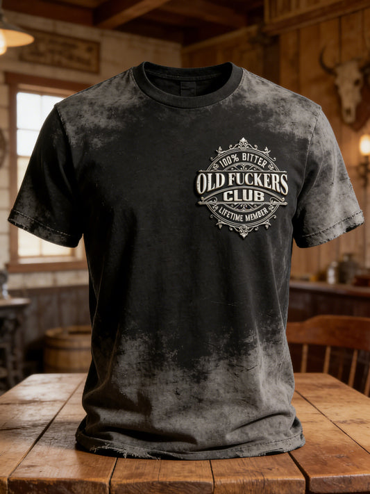 Vintage-Style Old Fuckers Club Badge Casual T-Shirt