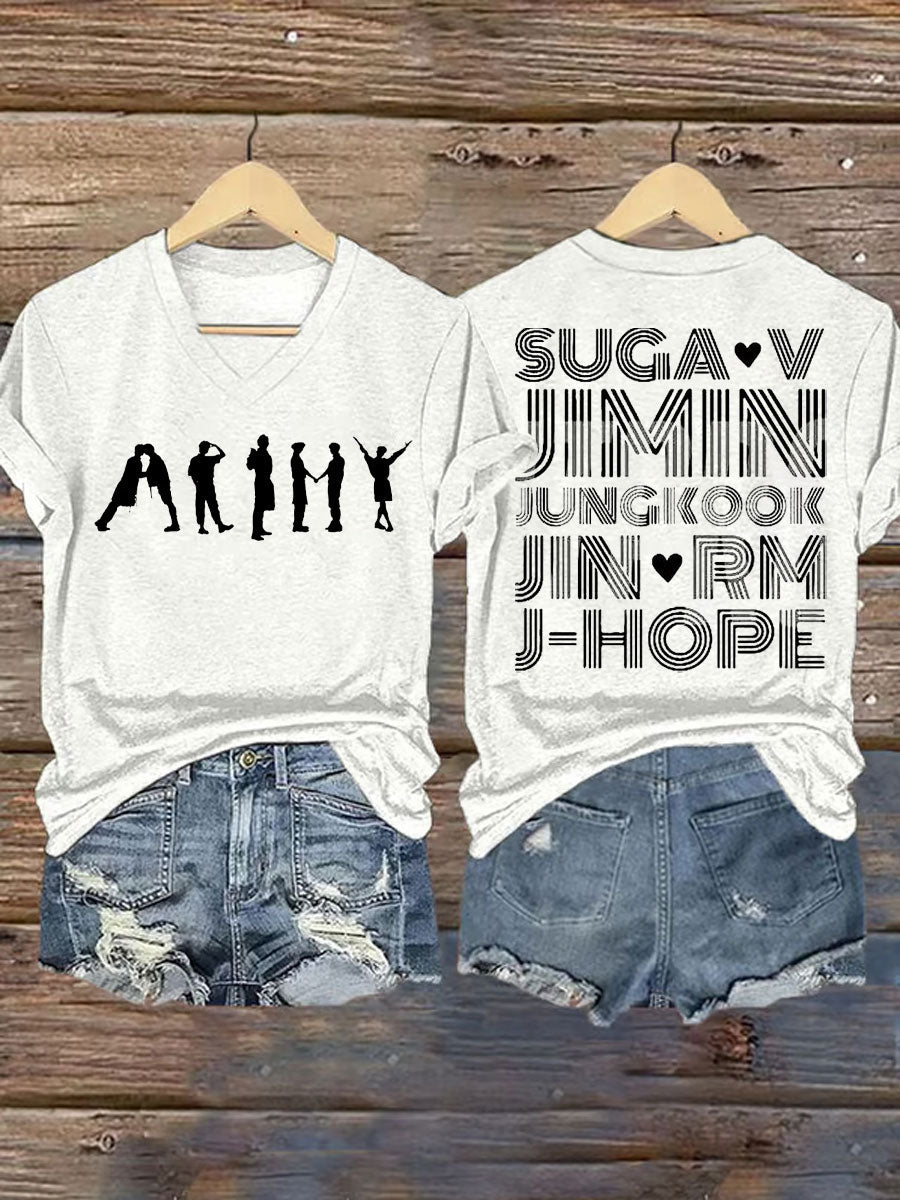 Women's BTS lovers Printed Iron On Short Sleeve T-Shirt