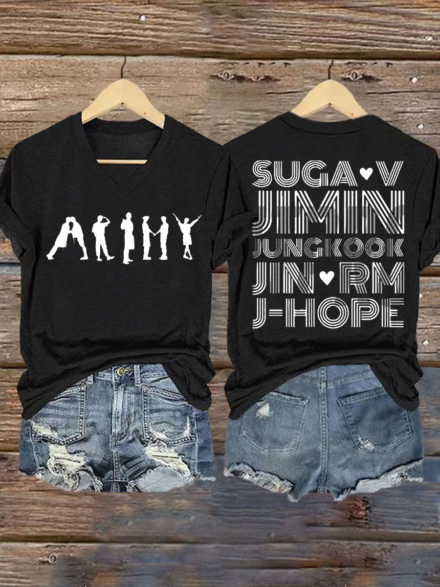 Women's BTS lovers Printed Iron On Short Sleeve T-Shirt