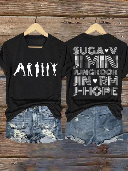 Women's BTS lovers Printed Iron On Short Sleeve T-Shirt