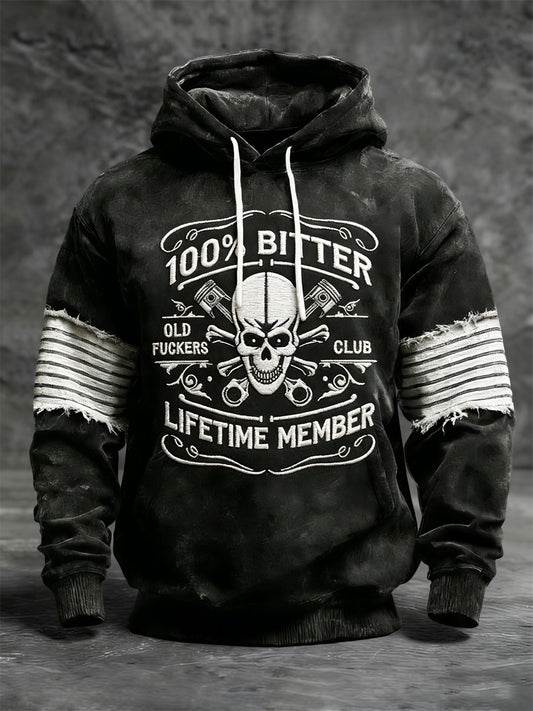 Retro Old Fuckers Club Skull Casual Hoodie