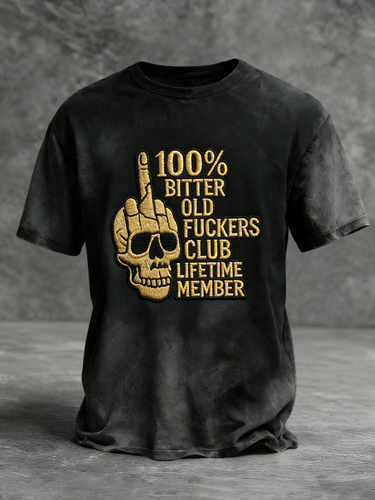 Retro Old Fuckers Club Skull Fun Casual T-Shirt