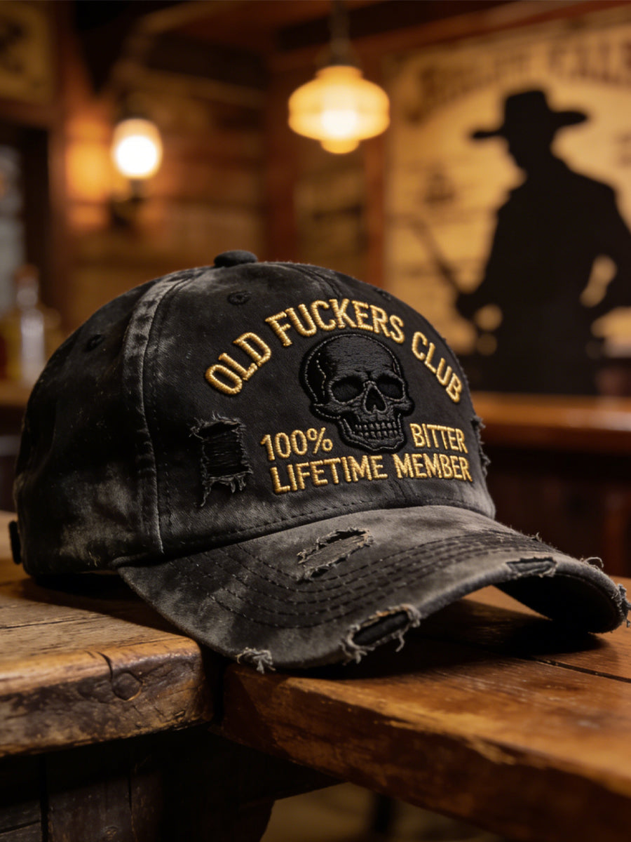Retro Old Fuckers Club Skull Baseball Cap