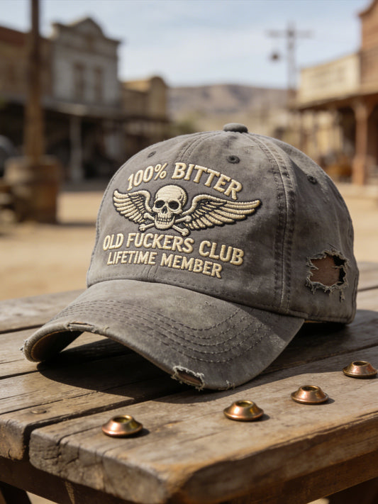 Vintage Distressed Old Fuckers Club Skull Casual Baseball Cap