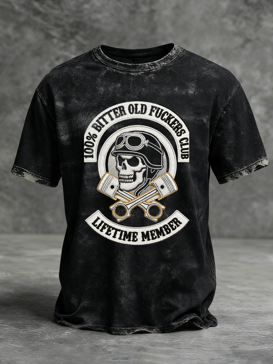 Retro Old Fuckers Club Skull Casual T-Shirt