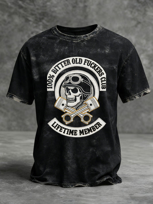 Retro Old Fuckers Club Skull Casual T-Shirt