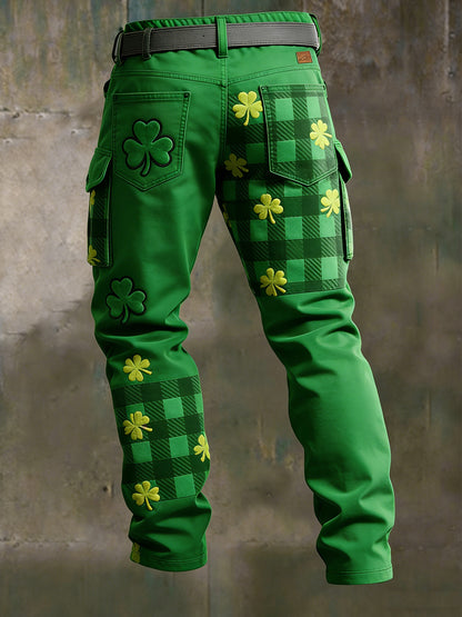 Men's Retro Vacation Business Saint Patrick Art Print Casual Workwear Trousers