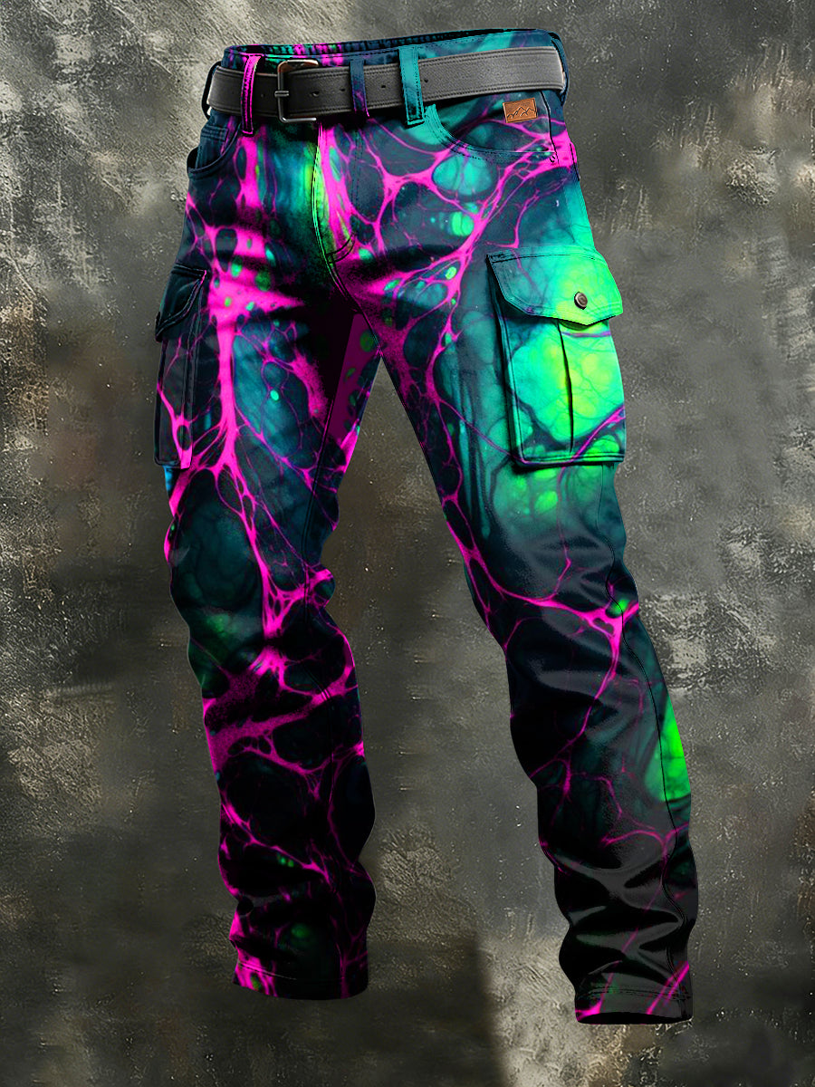 Men's Retro Vacation Business Psychedelic Art Print Casual Workwear Trousers