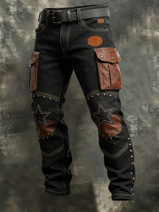 Men's Retro Vacation Business West Art Print Casual Workwear Trousers
