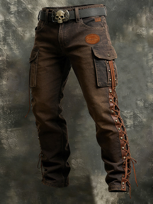 Men's Retro Vacation Business West Art Print Casual Workwear Trousers