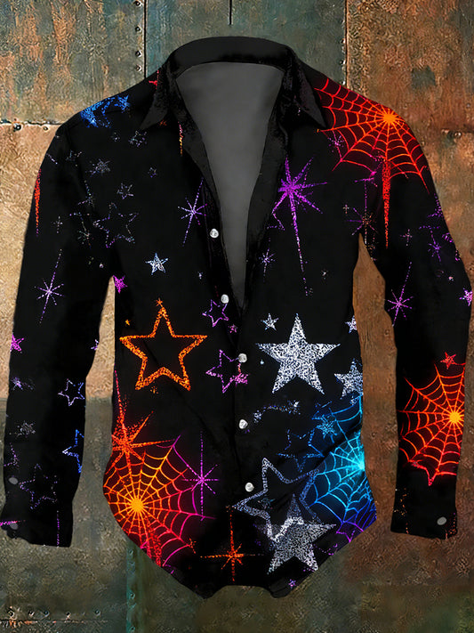 Men's Vintage Art Print Business Casual Shirt