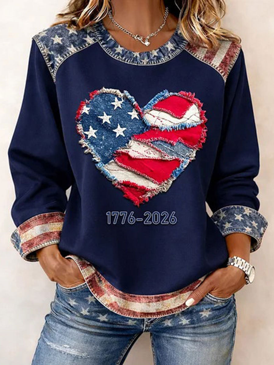 Women's USA 1776-2026 Printed Casual Top